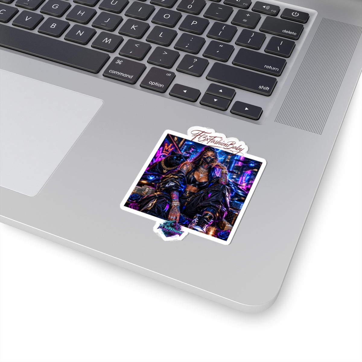 Cyberpunk Queen Kiss-Cut Sticker — Neon Streetwear Laptop Decal