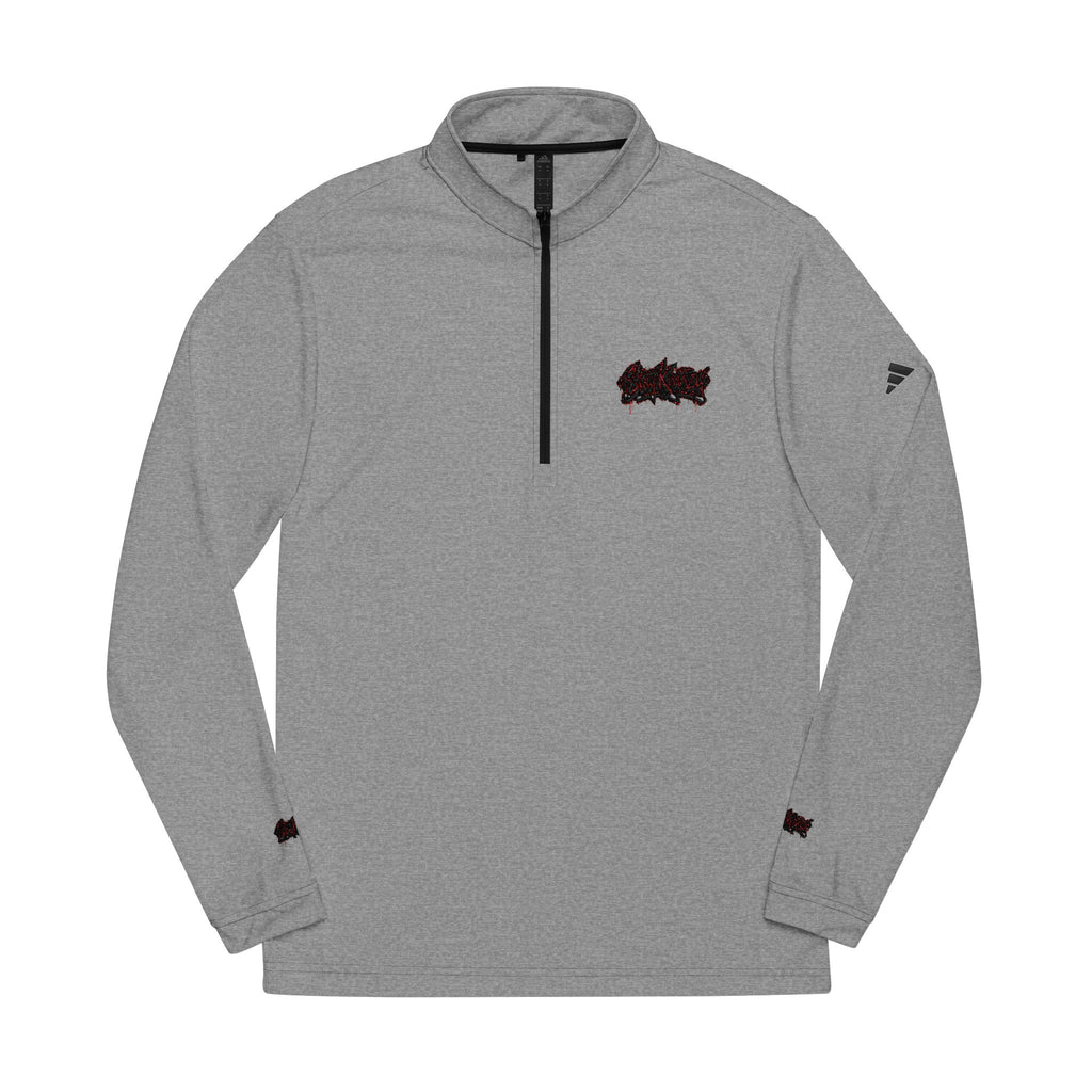 Embroidered adidas Quarter‑Zip Pullover – White Athletic Golf Top