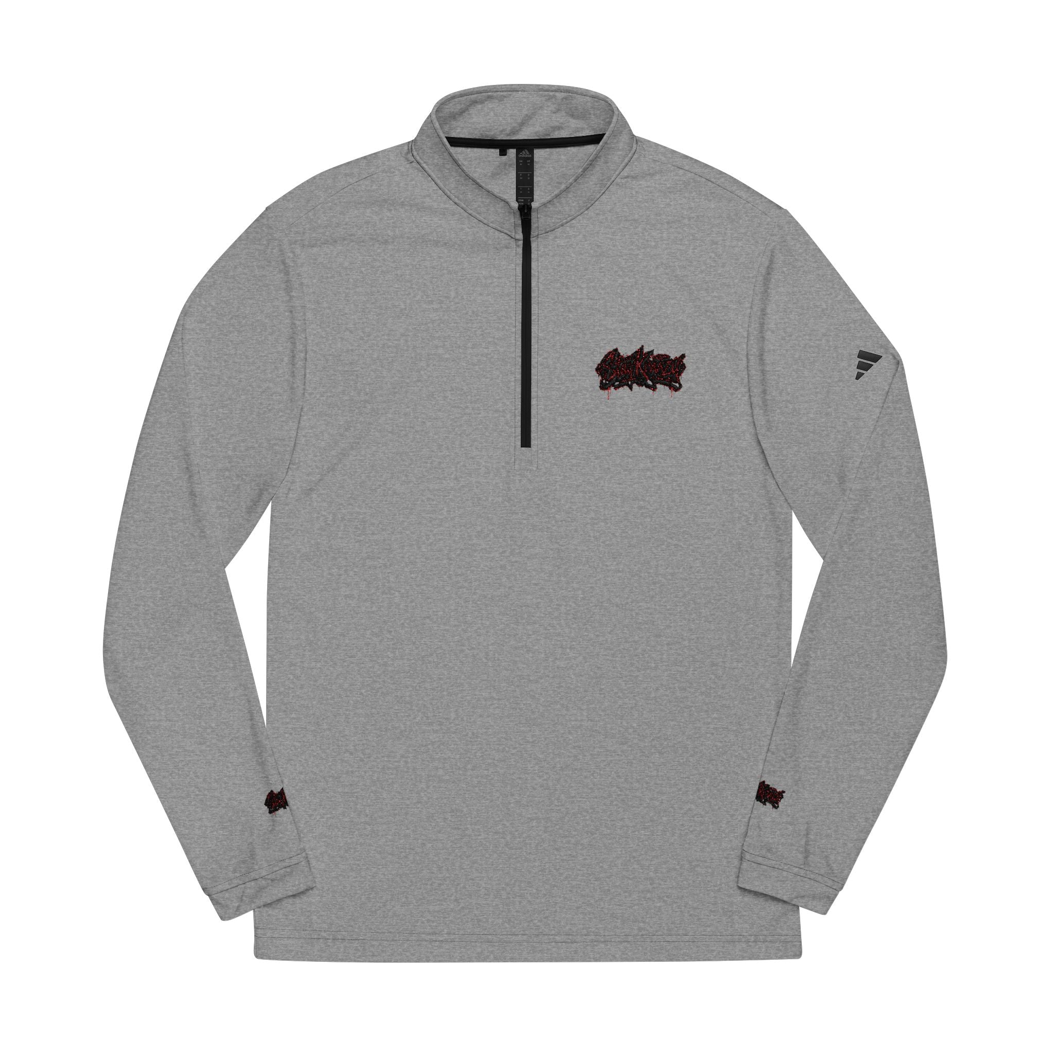 Embroidered adidas Quarter‑Zip Pullover – White Athletic Golf Top