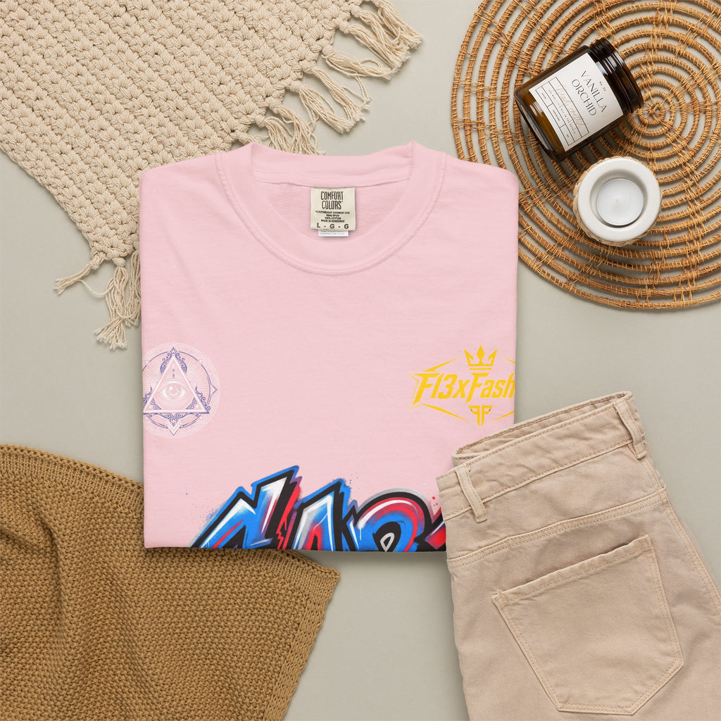 SA21 Graffiti T-Shirt — Urban Streetwear Tee with Drip Art & Tropical Patch