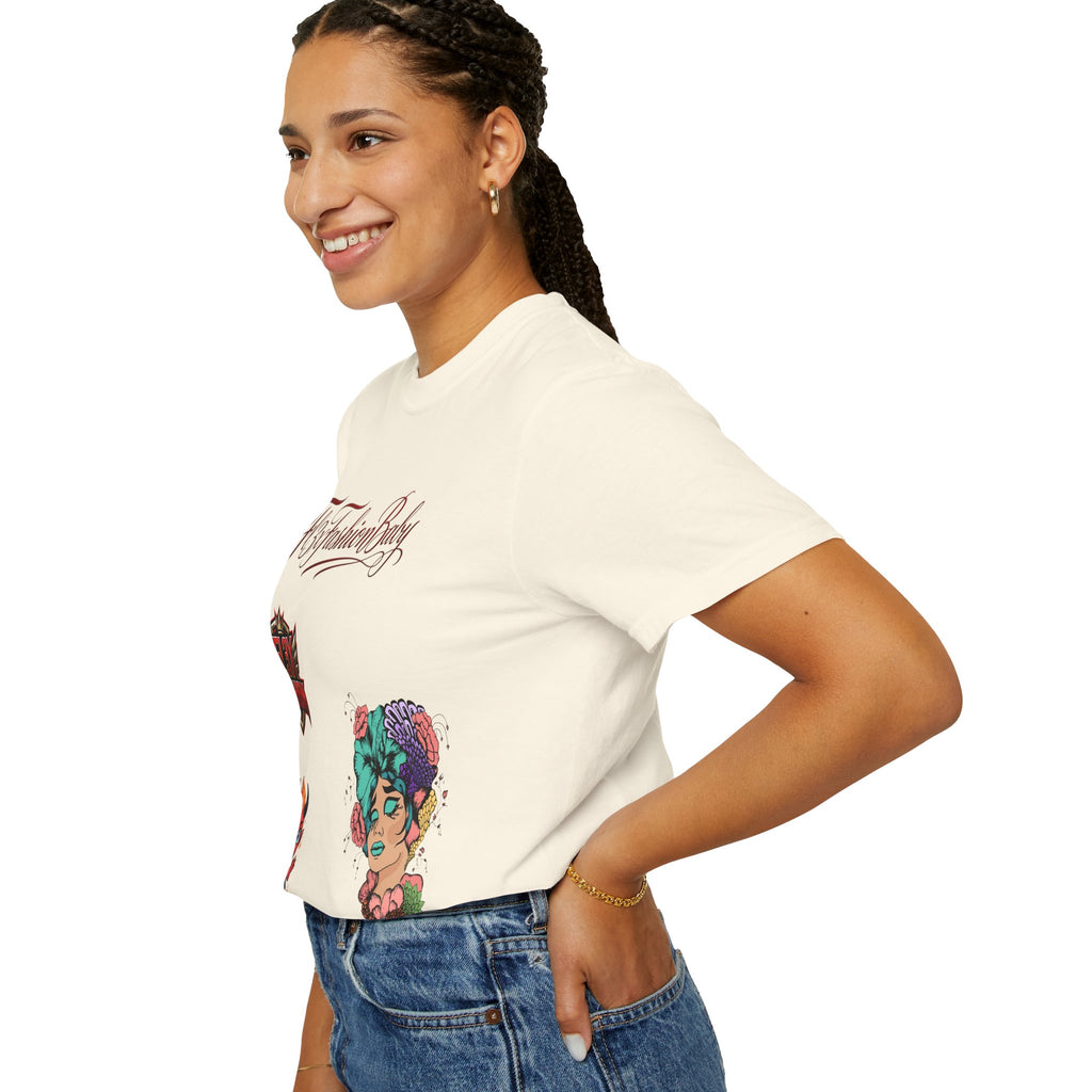Artistic Floral Portrait T-Shirt — 'Fl3xFashionBaby' Graphic Tee