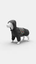 Dog Logo Raincoat in Charcoal Black
